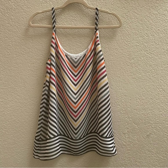 CAbi Striped Linea Cami Tank Chevron Rainbow Size M Adjustable Straps #5043 - Picture 1 of 7